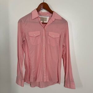 Banana Republic Pink Gingham Button-Down Shirt Small 100% Cotton